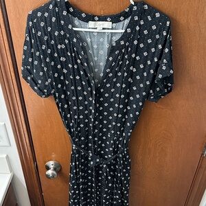 LOFT Black and White Geometric Maxi Dress